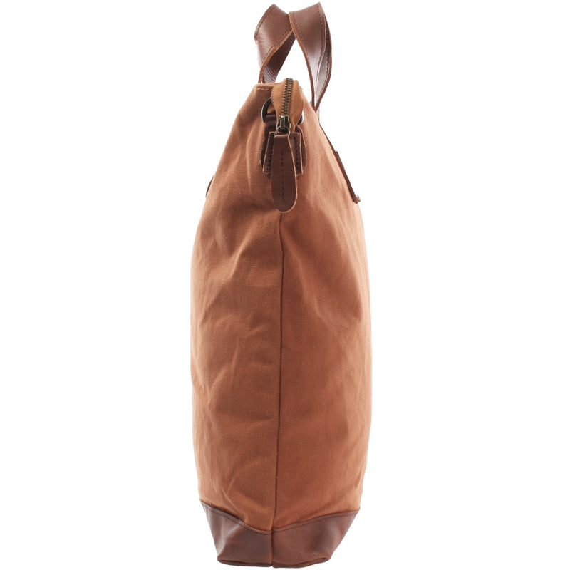 Leconi Shopper Henkeltasche Damen Canvas Leder cognac LE0037 Tägliche Deals