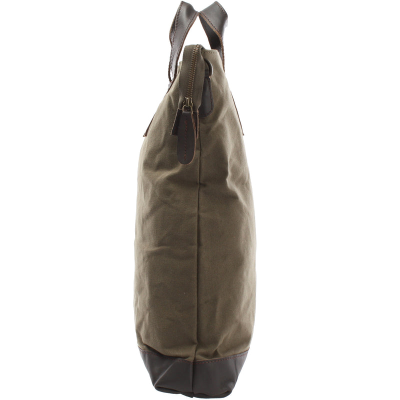 Leconi Shopper Henkeltasche Damen Canvas Leder grün LE0037 Sonderangebote