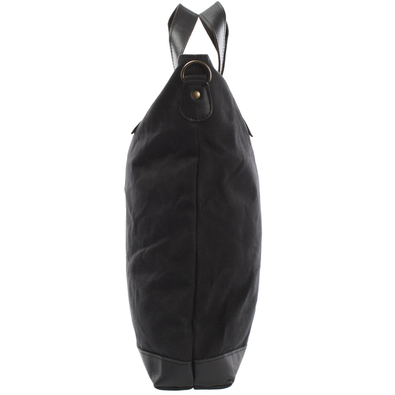 Leconi Shopper Henkeltasche Damen Canvas Leder schwarz LE0037 Riesige Ersparnisse