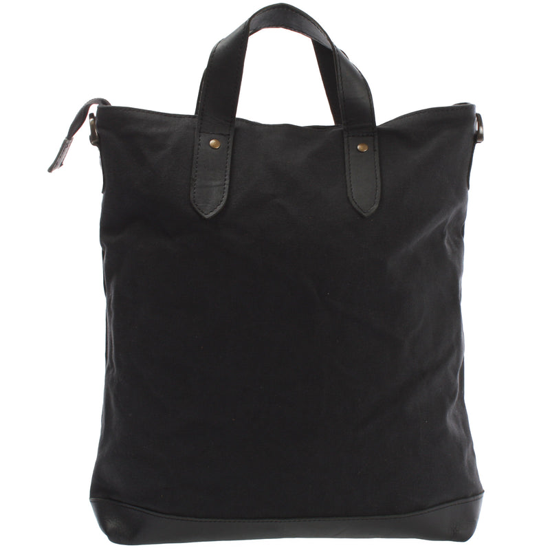 Leconi Shopper Henkeltasche Damen Canvas Leder schwarz LE0037 Riesige Ersparnisse