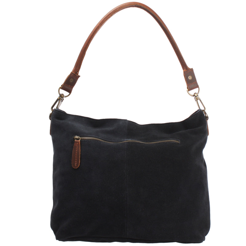 Leconi Schultertasche Umhängetasche Ledertasche Veloursleder anthrazit LE0039 Tiefpreis