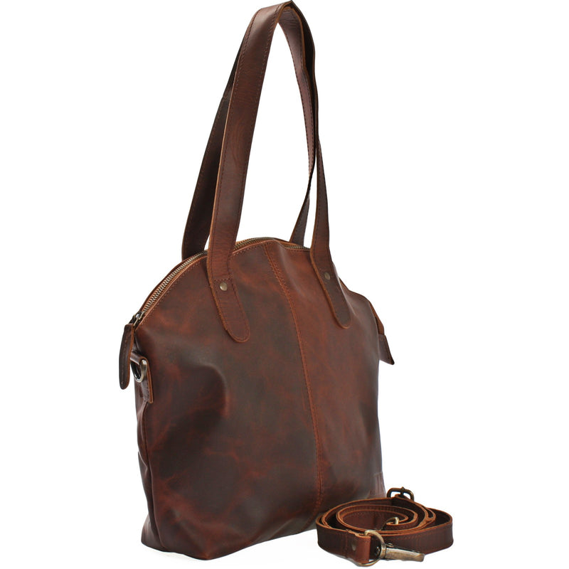 Leconi Shopper Schultertasche Damen Handtasche Ledertasche Henkeltasche Leder braun LE0060 Kostenlose Rückgabe