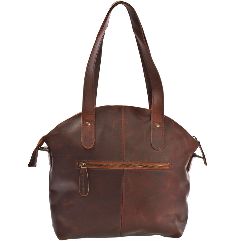 Leconi Shopper Schultertasche Damen Handtasche Ledertasche Henkeltasche Leder braun LE0060 Kostenlose Rückgabe