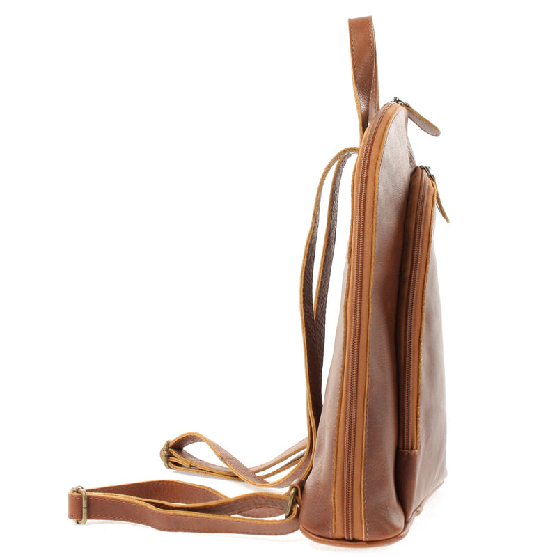 Leconi kleiner Rucksack Lederrucksack Freizeitrucksack Damen Leder braun LE1032 Letzte 3 Tage