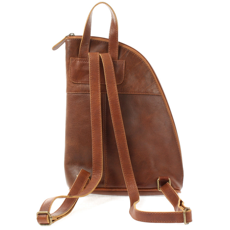 Leconi kleiner Rucksack Lederrucksack Freizeitrucksack Damen Leder braun LE1032 Letzte 3 Tage