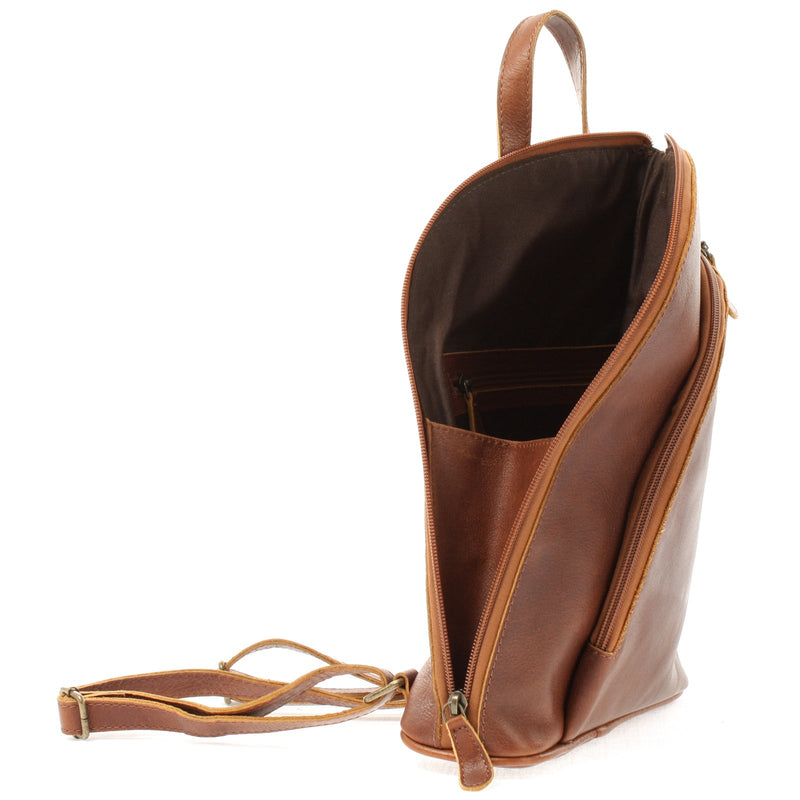 Leconi kleiner Rucksack Lederrucksack Freizeitrucksack Damen Leder braun LE1032 Letzte 3 Tage