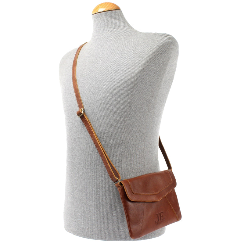 Leconi kleine Umhängetasche Ledertasche Damentasche Schultertasche Leder braun LE3078 Neueste Stile