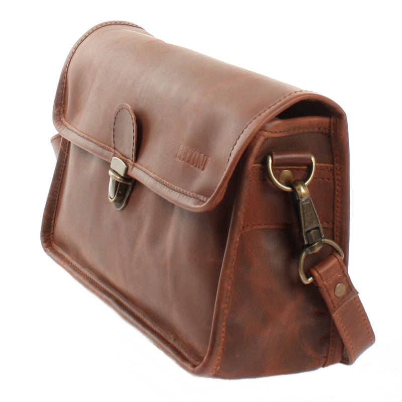 Leconi Schultertasche Umhängetasche Damen Leder gewachstes Rindsleder braun LE3044 Letzte 2 Tage