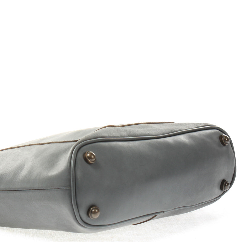 Leconi Umhängetasche Schultertasche Damentasche Ledertasche Leder graublau LE3067 Letzter Tag