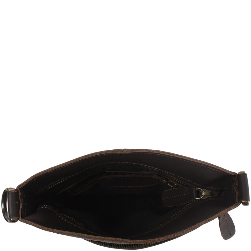 Leconi kleine Umhängetasche Schultertasche Freizeittasche Leder dunkelbraun LE3049 Zeitbegrenzte Promotion