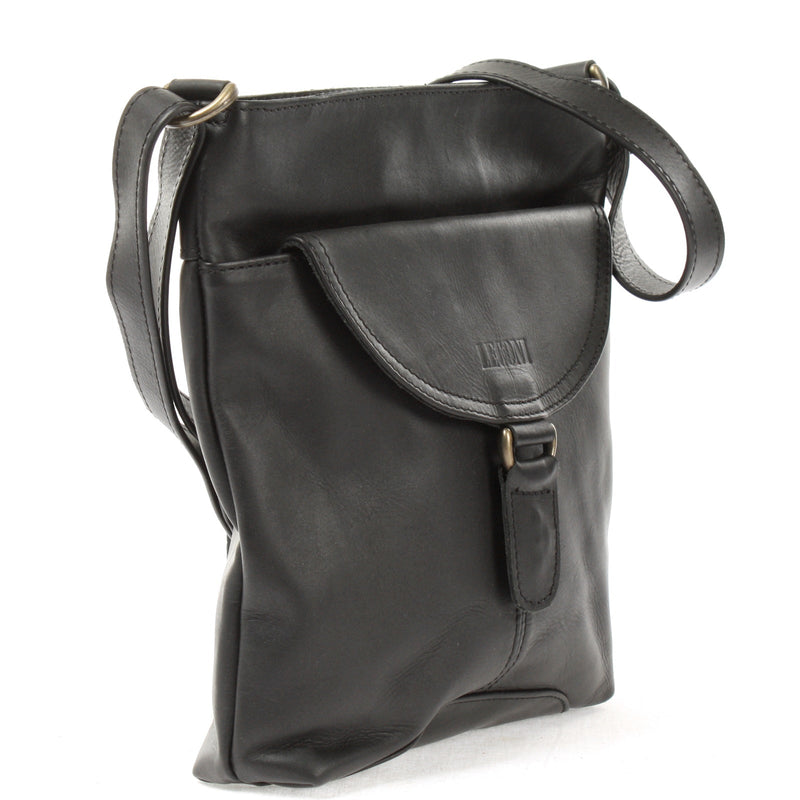 Leconi Umhängetasche Schultertasche Damen Herren Used Look Leder schwarz LE3072 Bis zu 65% Rabatt
