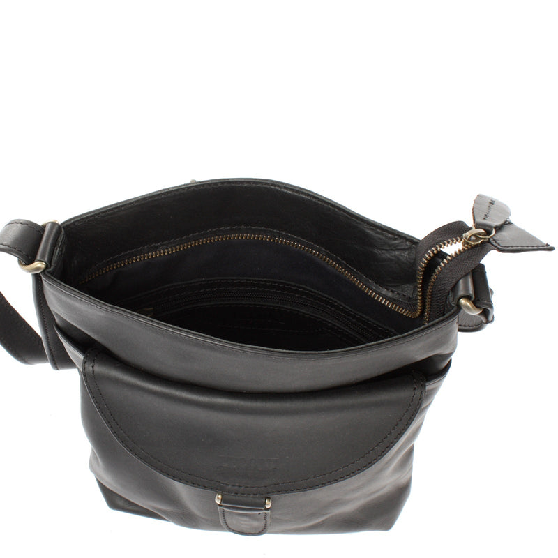 Leconi Umhängetasche Schultertasche Damen Herren Used Look Leder schwarz LE3072 Bis zu 65% Rabatt