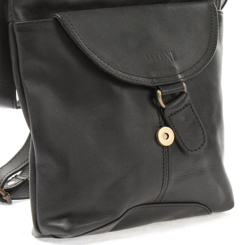 Leconi Umhängetasche Schultertasche Damen Herren Used Look Leder schwarz LE3072 Bis zu 65% Rabatt