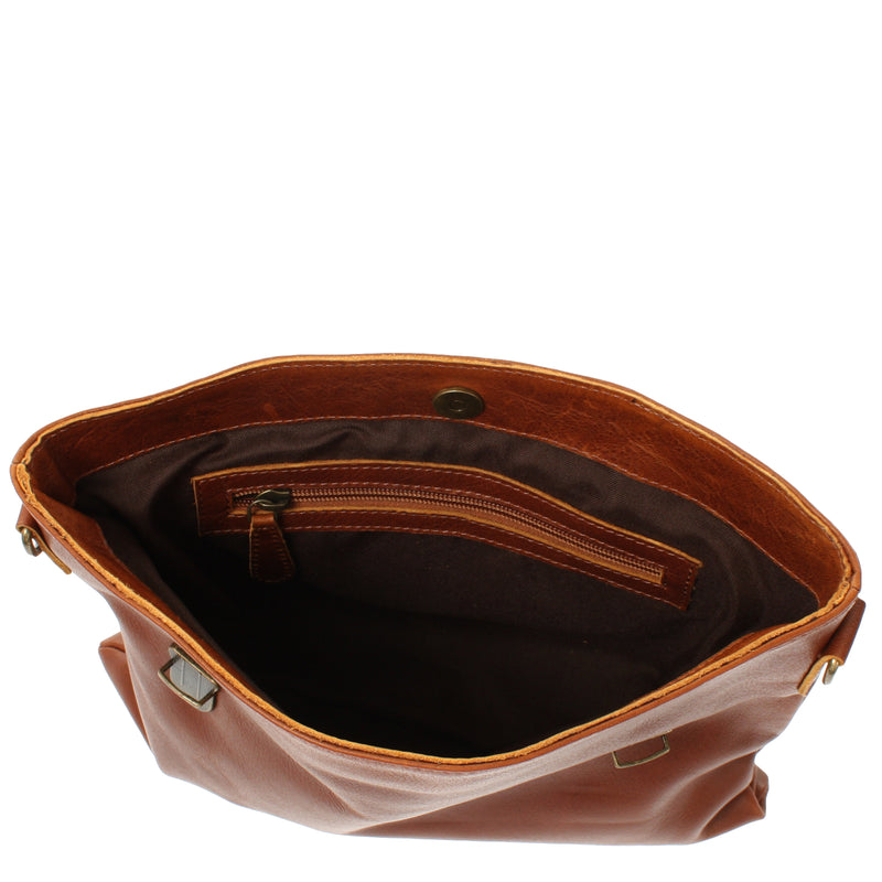 Leconi kleine Umhängetasche Schultertasche Damen und Herren Leder braun LE3079 Vierteljährliche Förderung