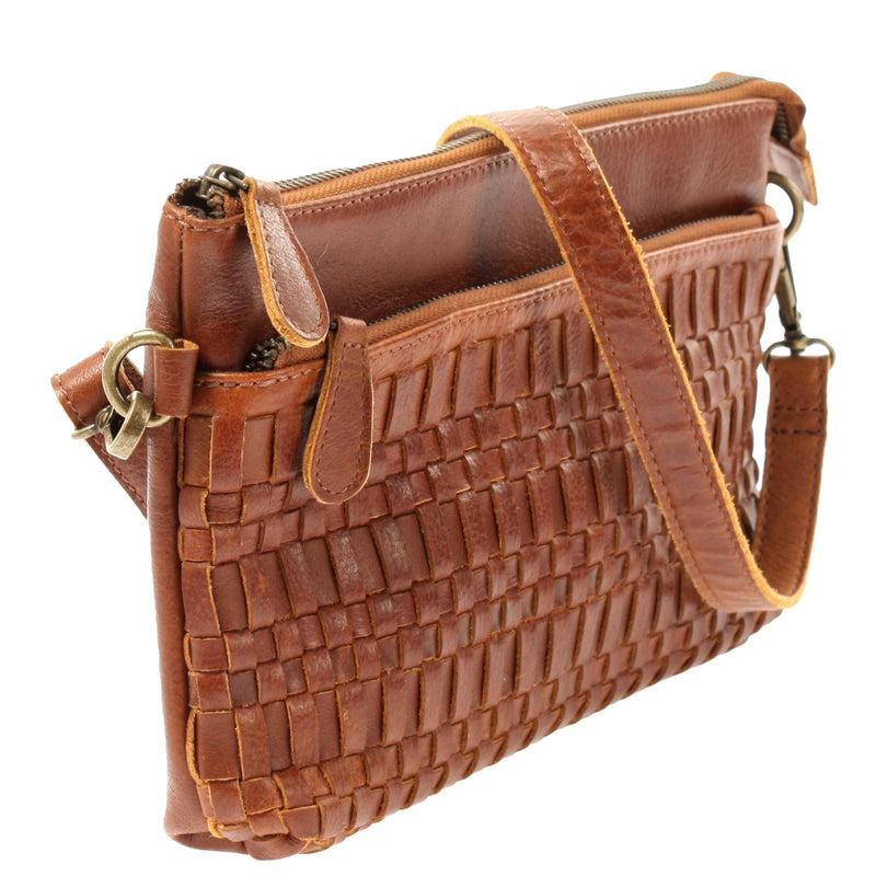 Leconi kleine Umhängetasche Schultertasche Damentasche Clutch Leder braun LE3081 Discount Store für neue Produkte