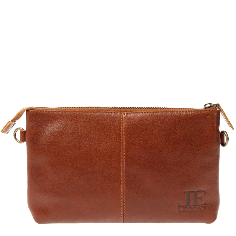 Leconi kleine Umhängetasche Schultertasche Damentasche Clutch Leder braun LE3081 Discount Store für neue Produkte
