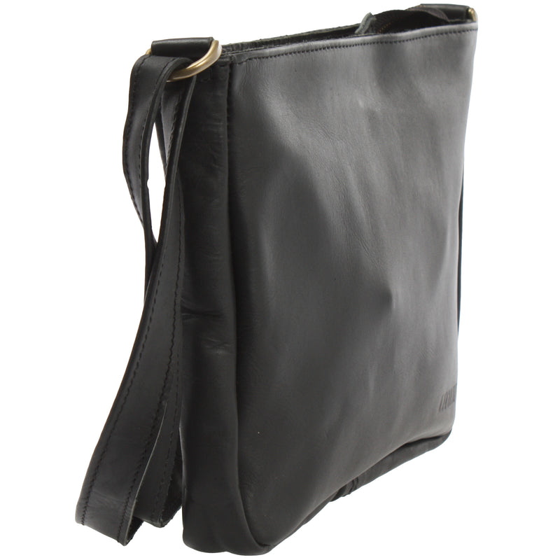 Leconi Umhängetasche Schultertasche Freizeittasche Damentasche Leder schwarz LE3058 Nur noch ein Tag übrig