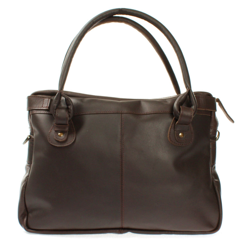 Leconi Schultertasche Henkeltasche Damentasche Handtasche Leder dunkelbraun LE0050 Super Rabatt