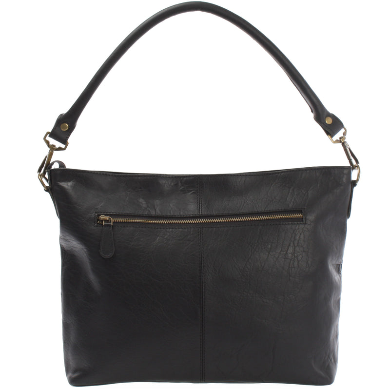 Leconi Schultertasche Umhängetasche Ledertasche Leder Damen schwarz LE0062 Riesige Rabatte