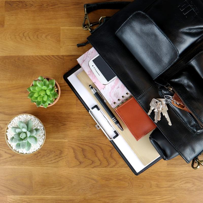 Leconi Schultertasche Umhängetasche Ledertasche Leder Damen schwarz LE0062 Riesige Rabatte