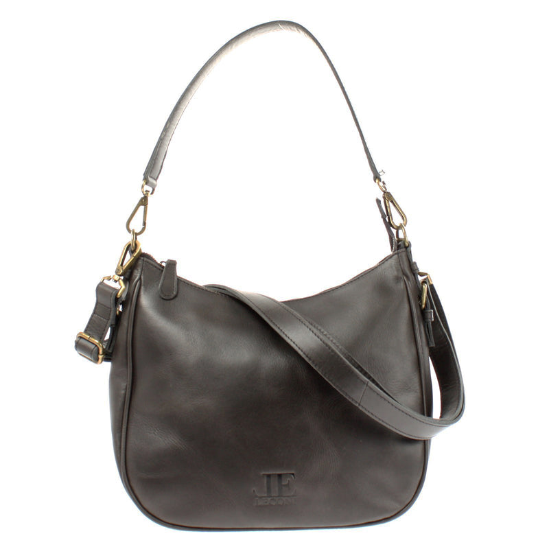Leconi Schultertasche Ledertasche Handtasche Leder dunkelgrau LE0063 50% Rabatt mit kostenlosem Versand