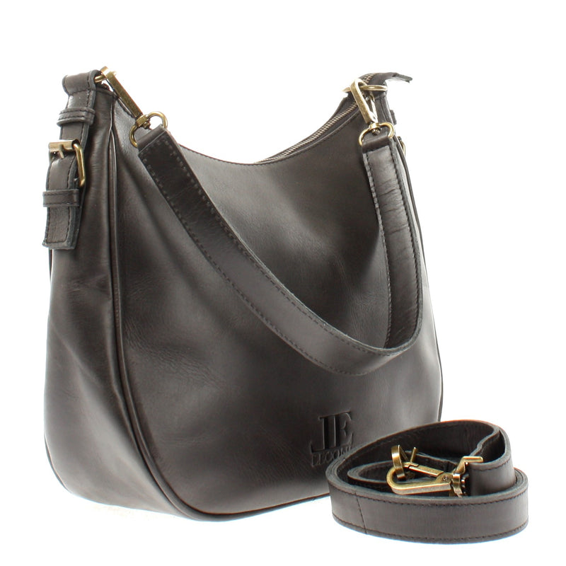 Leconi Schultertasche Ledertasche Handtasche Leder dunkelgrau LE0063 50% Rabatt mit kostenlosem Versand