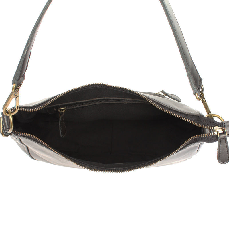 Leconi Schultertasche Ledertasche Handtasche Leder dunkelgrau LE0063 50% Rabatt mit kostenlosem Versand