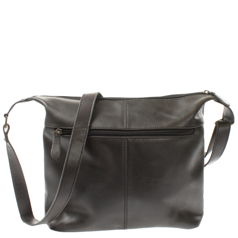 Leconi Umhängetasche Beuteltasche Ledertasche Damentasche Leder dunkelgrau LE0064 Clearance-Verkauf