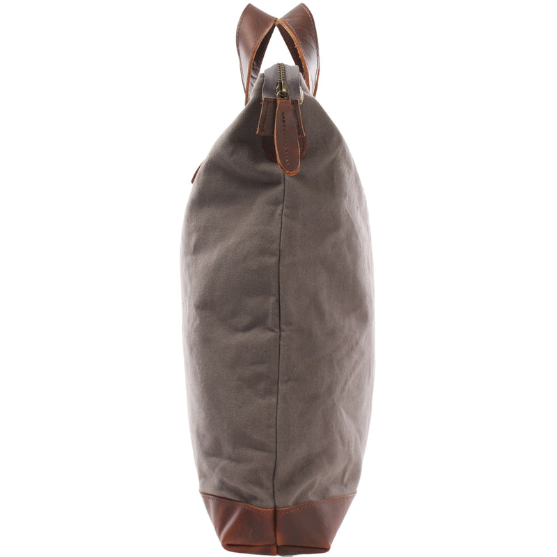 Leconi Shopper Henkeltasche Damen Canvas Leder braun grau LE0037 Fabrikladen