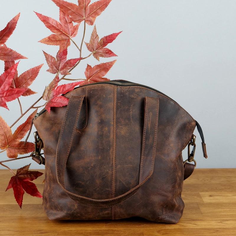 Leconi Shopper Schultertasche Damen Handtasche Ledertasche Henkeltasche Leder schlamm LE0060 Begrenzt auf 3 Tage
