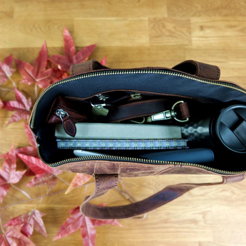 Leconi Shopper Schultertasche Damen Handtasche Ledertasche Henkeltasche Leder schlamm LE0060 Begrenzt auf 3 Tage