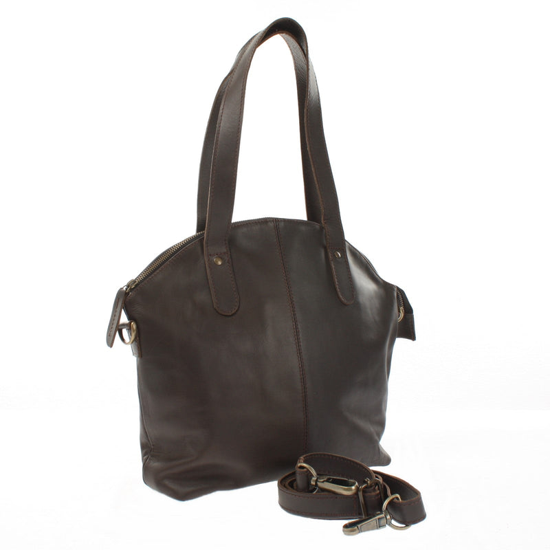 Leconi Shopper Schultertasche Damen Handtasche Ledertasche Henkeltasche Leder dunkelbraun LE0060 Speichern exportieren