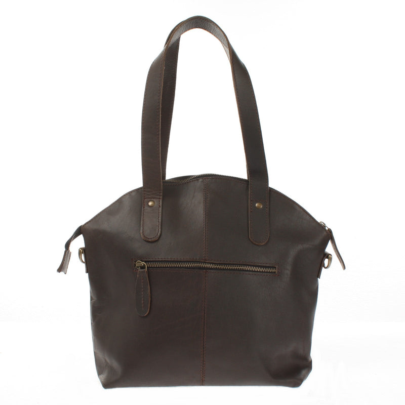Leconi Shopper Schultertasche Damen Handtasche Ledertasche Henkeltasche Leder dunkelbraun LE0060 Speichern exportieren