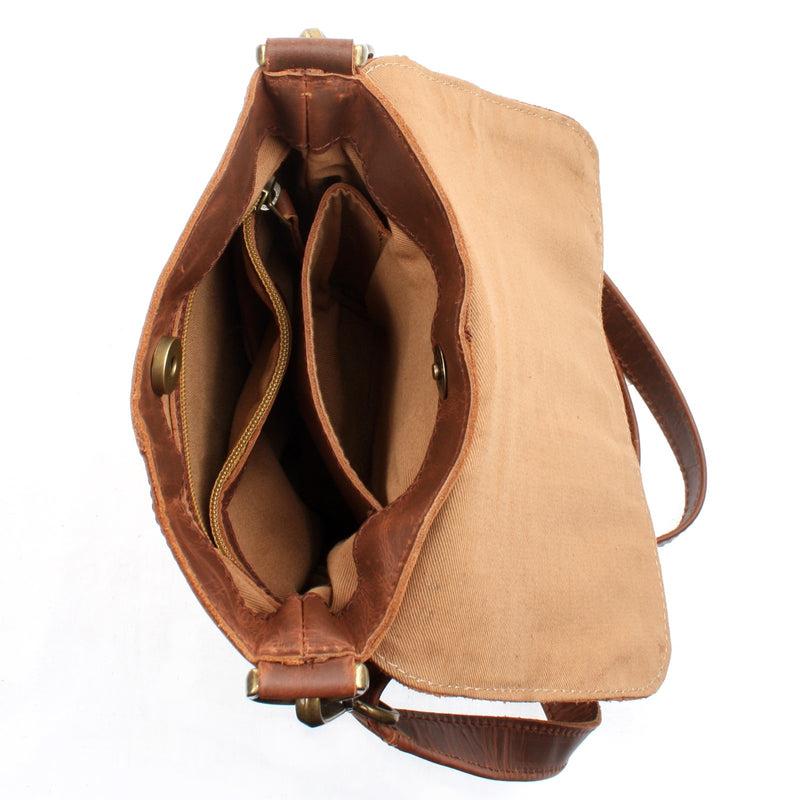 Leconi kleine Umhängetasche Damentasche Herrentasche Ledertasche braun LE3033 Black Friday Preise