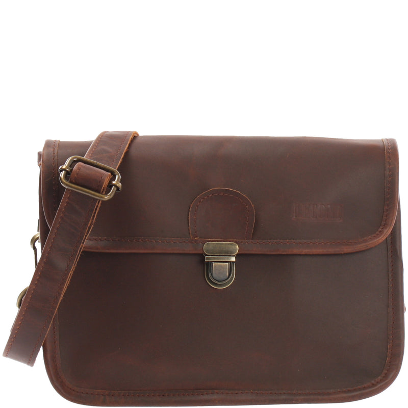 Leconi kleine Schultertasche Ledertasche Damentasche Leder braun LE3041 Im Verkauf