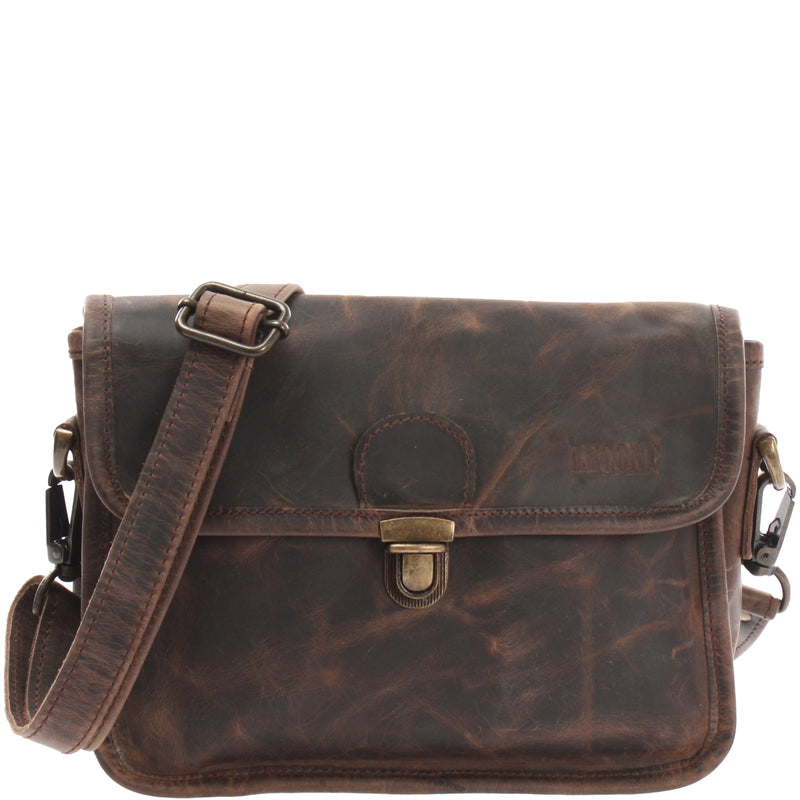 Leconi kleine Schultertasche Umhängetasche Leder Leder schlamm LE3041 zollfrei