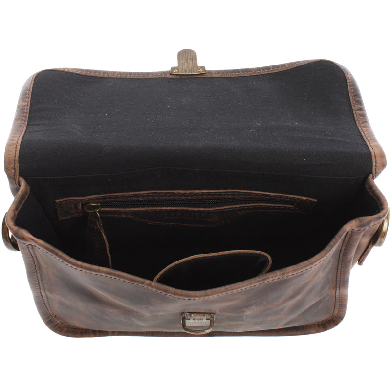 Leconi kleine Schultertasche Umhängetasche Leder Leder schlamm LE3041 zollfrei