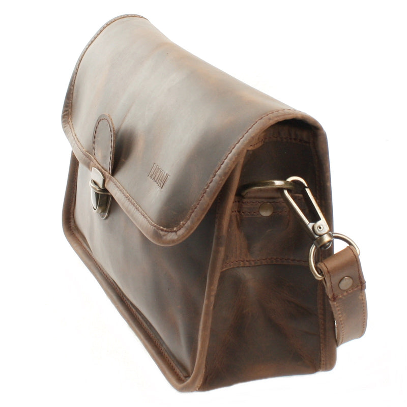 Leconi Schultertasche Umhängetasche Damen Leder gewachstes Rindsleder schlamm LE3044 50% Rabatt für begrenzte Zeit