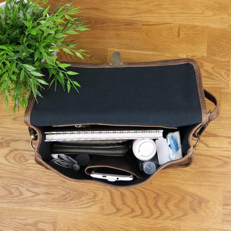Leconi Schultertasche Umhängetasche Damen Leder gewachstes Rindsleder schlamm LE3044 50% Rabatt für begrenzte Zeit