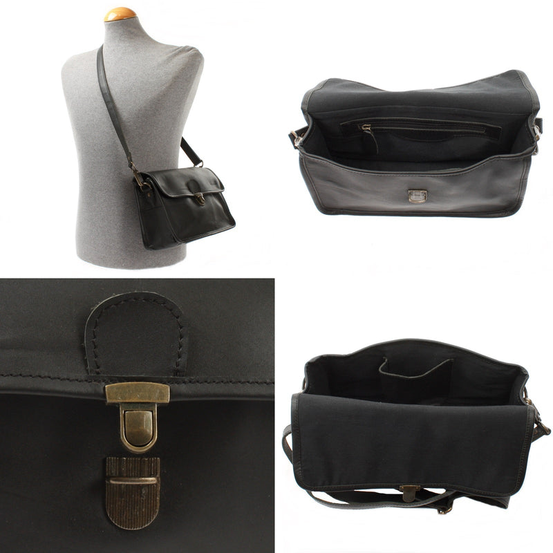 Leconi Schultertasche Umhängetasche Damen Leder gewachstes Rindsleder schwarz LE3044 Rabatte dieses Monats