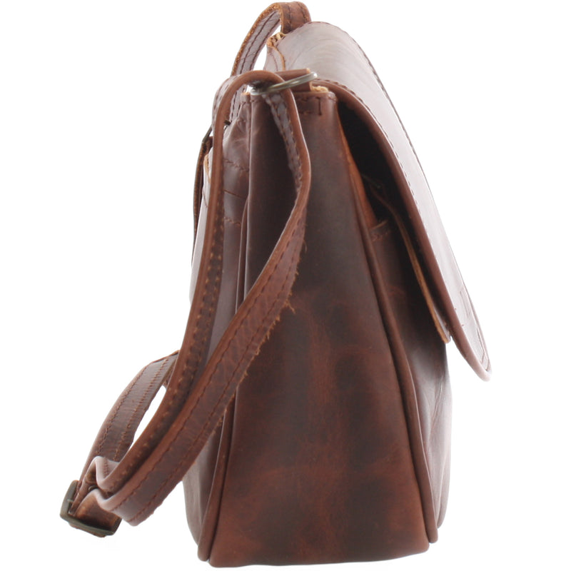 Leconi kleine Umhängetasche Ledertasche Damentasche Schultertasche Leder braun LE3047 2025