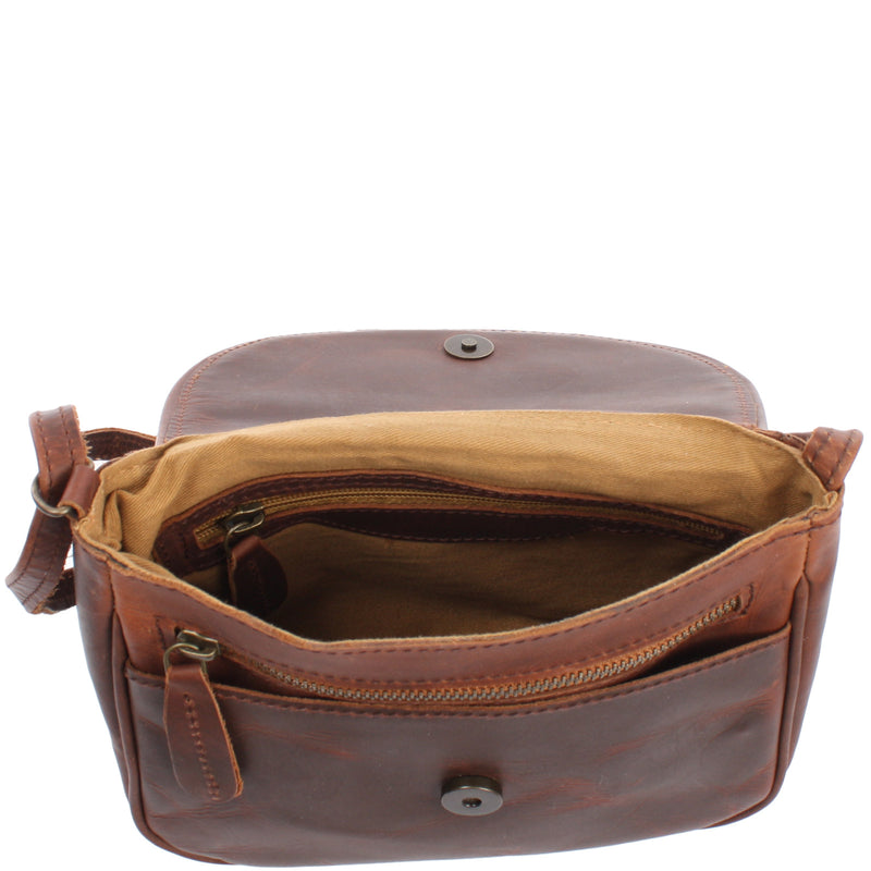 Leconi kleine Umhängetasche Ledertasche Damentasche Schultertasche Leder braun LE3047 2025