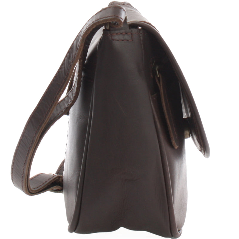 Leconi kleine Umhängetasche Ledertasche Leder dunkelbraun LE3047 Online