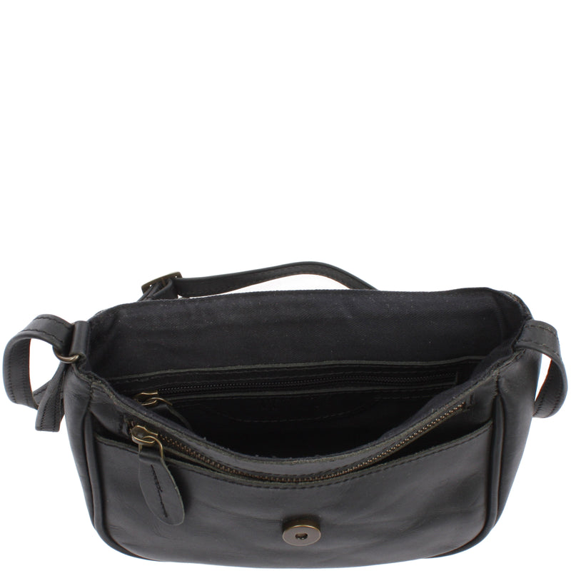Leconi kleine Umhängetasche Ledertasche Damentasche Schultertasche Leder schwarz LE3047 Outlet
