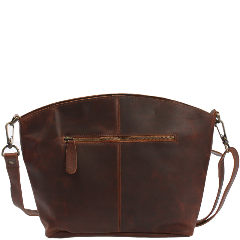 Leconi Umhängetasche Schultertasche Freizeittasche Leder braun LE3050 Auslauf