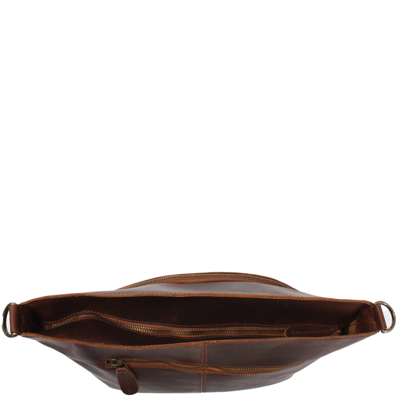 Leconi Umhängetasche Schultertasche Freizeittasche Leder braun LE3050 Auslauf