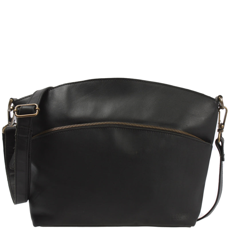 Leconi Umhängetasche Schultertasche Freizeittasche Leder schwarz LE3050 Angebote