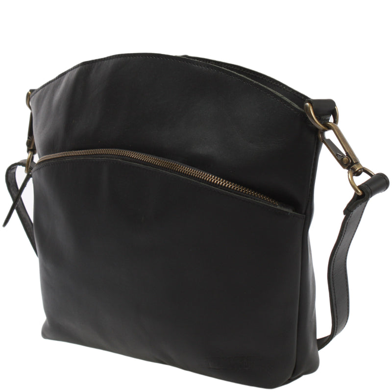 Leconi Umhängetasche Schultertasche Freizeittasche Leder schwarz LE3050 Angebote