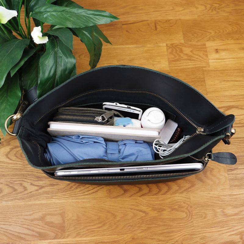 Leconi Umhängetasche Schultertasche Freizeittasche Leder schwarz LE3050 Angebote