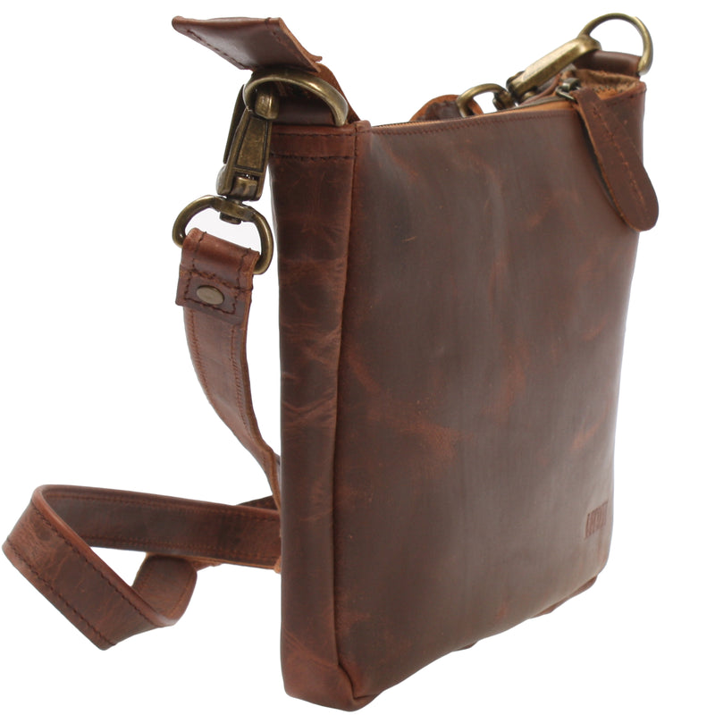 Leconi kleine Umhängetasche Damentasche Clutch Leder braun LE3051 Hotsell